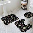thumbnail image 3 of Spring Flowers Bathroom Rugs Set Watercolor Pink White Floral Leaf Butterfly Dragonfly Black Non Slip Absorbent Bath Mats 3 Piece Set, U-Shaped Floor Mat, Toilet Seat Cover Small Size, 3 of 9