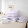 thumbnail image 6 of Feelyou Chic Purple Stripes Bedding Comforter Set 7pcs for Child, Dreamy Initial L Letter Queen Bedding Sets, Kawaii Cartoon Theme Reversible Queen Sheet Sets, Ultra Soft Bedroom Decor, 6 of 8