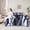 Blue, variant on Manfei Pink Gray White Black Twin Bedding Sets 7-Piece, Contemporary Geometric Bedding Comforter Set, Aesthetic Lines Stripes Sheet Sets, Super Cozy Room Decor