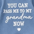 thumbnail image 6 of YDFCWXW Baby Boy Grandma Romper Waffle Knit Long Sleeve Jumpsuit with Hat, “You Can Pass Me To My Grandma Now” Letter Print, Perfect for Coming Home Outfit (Blue, 0-3 Months), 6 of 9