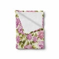thumbnail image 2 of Shabby Flora Soft Flannel Fleece Throw Blanket, Organze Rose Like Flower with Leaves Branches Image, Cozy Plush for Indoor and Outdoor Use, 70" x 90", Pale Green Baby Pink, by Ambesonne, 2 of 6