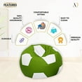 thumbnail image 5 of Ample Decor Soccer Leatherette Bean Bag Cover (Filler Not Included), Double Stitched, Ideal for Children and Teenagers - White and Green, 5 of 6