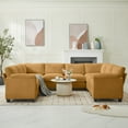 thumbnail image 3 of JUSTLET Oversized Modular Sectional Sofa, Large Corduroy Sectional Couches Sofa Set, Comfort 8 Seater U Shaped Sofa Cloud Couch for Living Room, Yellow, 3 of 10