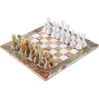 Radicaln Handmade White and Green Onyx Marble Chess Game Marble Black Friday Chess Set Gift for Him