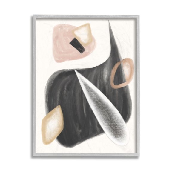 Stupell Industries Abstract Shapes Unique Curves Grey Pink Beige Design by Daphne Polselli