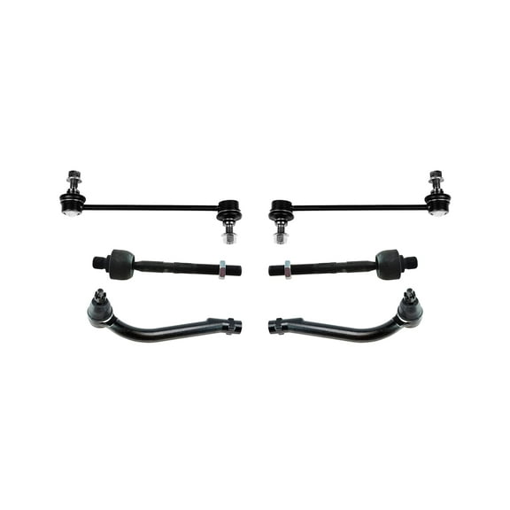 6 Pc Front Inner & Outer Tie Rod Ends, Stabilizer Sway Bar Links, Suspension Kit Fits Hyundai Elantra/Hyundai Elantra 2.0L L4/Kia Forte with Electronic Control Steering (ECS)
