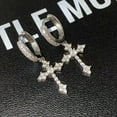 thumbnail image 2 of Men's Punk Cross 14K White Gold Earrings for Women Men Classic Shiny Rhinestone Ear Buckle Earring Fashion Hiphop Party Jewelry, 2 of 6