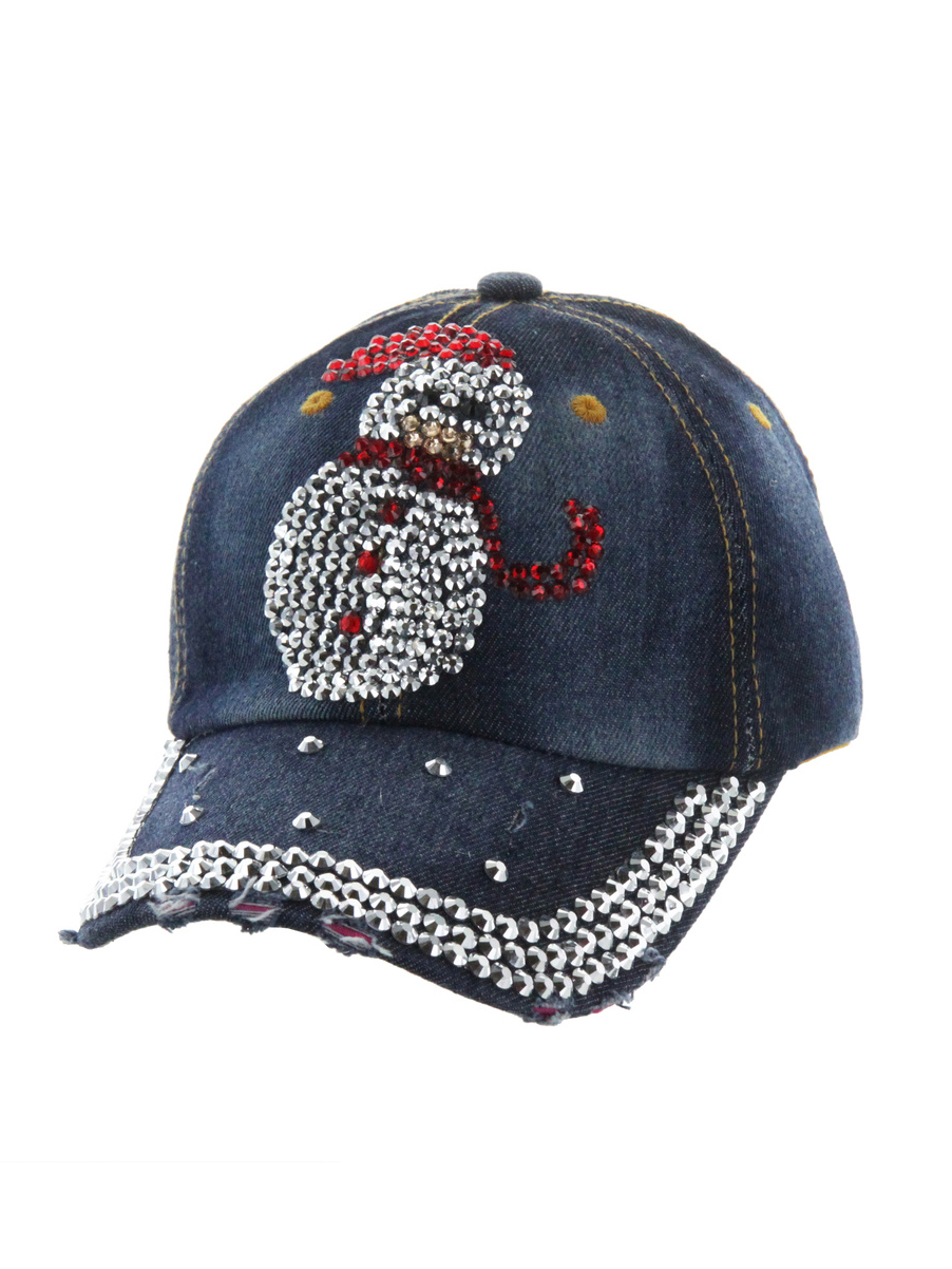 Top Headwear Studded Snowman Denim Baseball Cap