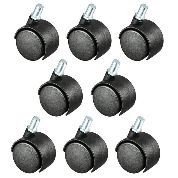8 Pcs Ruedas De Nailon Giratoria 360 Grados De Vástago Roscado M8 X 15mm 1.5 Pulgadas