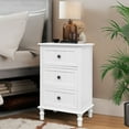 thumbnail image 6 of Vertical 3-Drawer Side Table with Storage, Narrow Desk for Living Room, Bedroom, Office & Entryway, Space-Saving Design, 15.7"D x 11.8"W x 26"H, Antique White, 6 of 7