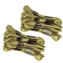 24Pcs CrossStitch Thread Light Gold Embroidery Glossy Braided Floss HandMade Cotton Skeins