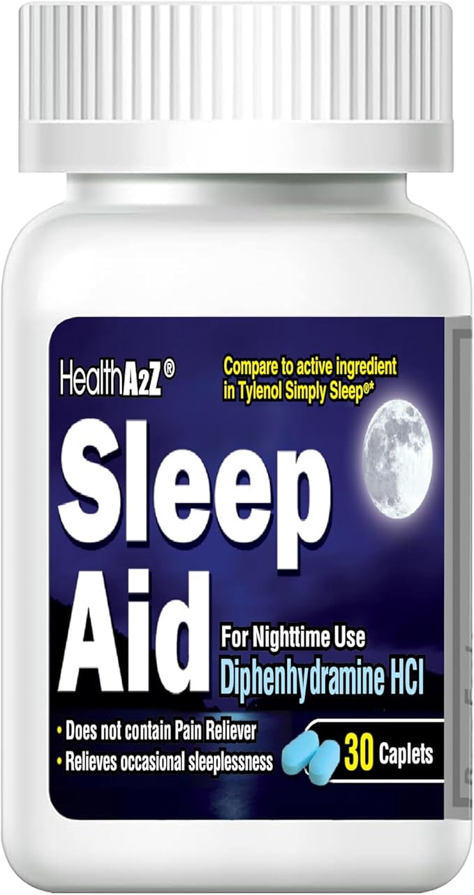 HealthA2Z® Sleep Aid | Diphenhydramine HCl 25mg | 24 Pack of 30 Caplets Each | Regular Strength Sleeping Pills | Value Pack | 720 Caplets Total
