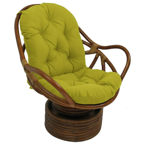 International Caravan Rattan Swivel Rocker with Outdoor Fabric Cushion, Lime
