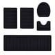 thumbnail image 2 of Juego de alfombras de baño de 5 piezas | Alfombra de baño de vellón de terciopelo antideslizante grande, absorbente de agua, espuma suave, lavable, gruesa, gris oscuro, moderna, 15.7x47.2in,, 2 of 8