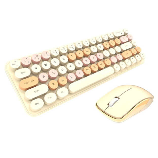yeacher Mofii Clavier et Souris Rétro Sans Fil Combo, 2,4G Plug & Play, Design Compact à 68 Touches, Souris à 3 DPI Réglables, Légère et Portable, Compatible avec Windows (Piles Non Incluses)