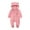 Pink, variant on Newborn Baby Fleece Jumpsuit Hooded Long Sleeve Onesies Footie Rompers Fall Winter Thick Outwear Outfits for Girls Boys 0-12M