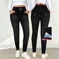 thumbnail image 5 of Bovxnpu Women's High Waisted Jeggings Pants Jeans Denim Pants Leggings Women's Faux Denim Print Wide Leg Pants Fake Pockets Long Sleeve Style Pants, 5 of 9