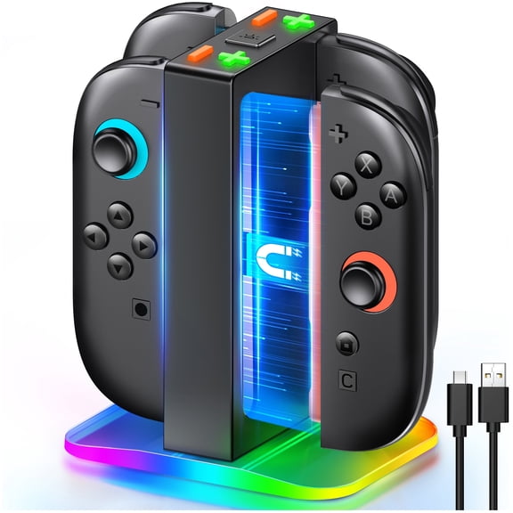 Switch 2 Controller Charger, Switch 2 Accessories Compatible with Switch 2, Switch 2 Charging Dock with 4 in 1 Fast Charger Station