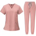 thumbnail image 1 of Female Scrub Set Nurse Workwear V Neckline Professional Machine Washable Top and Pants Work Clothing for Beauty Center, 1 of 7