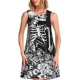 thumbnail image 1 of Balery Gothic Skull Floral Art Vestidos de verano para mujer con estampado: vestido holgado sin mangas, vestido playero informal y cómodo para días calurosos., 1 of 7