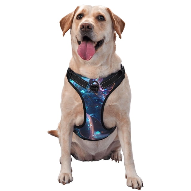 Balery Crystal Pattern White Horse Arnés para Perros Grandes Antitirones, Arnés con Correa para Gato, Arnés Tipo Chaleco para Perros Pequeños-X-Large