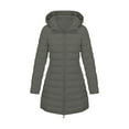 thumbnail image 4 of WMTBSRSW Women Winter Warm Coat Reversible Long Hooded Quilted Jackets Casual Long Sleeve Puffer Jackets Fashion Outwear in Clod Weather Dark Gray X-Large, 4 of 9