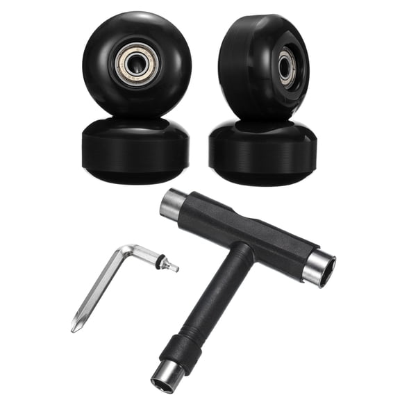 52mm 95A Skateboard Wheels with Silver Bearing Street Wheels with Skate Tool, Black, 4 Pack