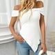 thumbnail image 3 of Blusas para Mujeres Casual Color Sólido de un Hombro Delgado Dividido, Arco Detalle Poliéster Elastano Superior, 3 of 7