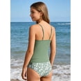 thumbnail image 4 of Girls 2 Piece Swimsuit Drawstring Tankini Swimsuit Set Teens Bathing Suit Modest Swimwear 9-16 Years, 4 of 8