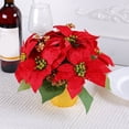 thumbnail image 5 of Potted Red Christmas Plant Artificial Poinsettia in Pot with Pinecones Tabletop Centerpiece Home Office Decor, 5 of 9