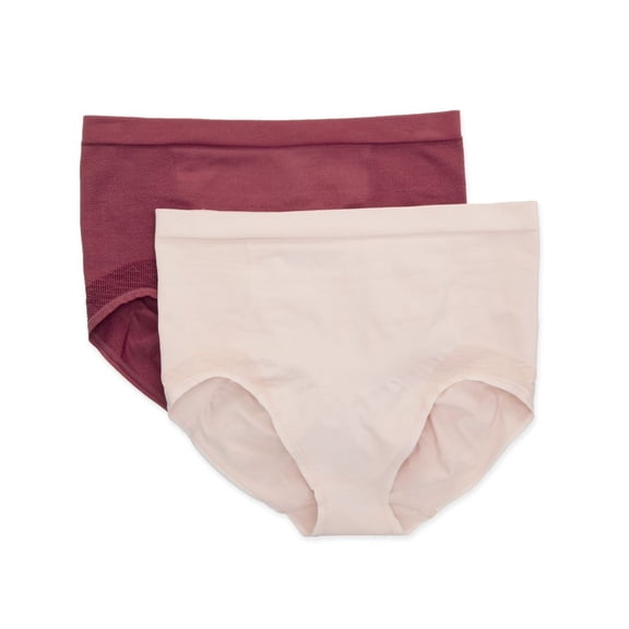 Women's Bali DF0048 Comfort Revolution Firm Control Brief Panty - 2 Pk (Berry Red/Sandshell L)