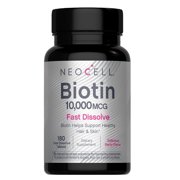 NeoCell Biotin 10000mcg Fast Dissolve Tablets | 180 Count | For Women and Men | Berry Flavor Supplement | Hair, Skin, and Nails