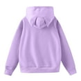 thumbnail image 3 of Chiccall Women's Cute Fleece Hoodies Kitty Ear Solid Color Loose Fit Casual Hood Drawstring Sweatshirt with Pocket Fall Lounge Oversized Clothes, 3 of 5