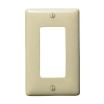 Hubbell NPJJ26I 1-Gang Decorator GFCI Rocker Switch Wall Plate, Unbreakable Nylon, Jumbo Size, Ivory