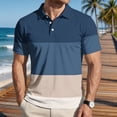 thumbnail image 4 of Homeyce Mens Polo Shirts Short Sleeve Collared Shirts Button Casual Lightweigt Fashion Work Polo Sweater Striped Color Block Pullover Shirts,Gray S, 4 of 5