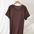 thumbnail image 3 of Plus Size Nightgown for Women’s Short Sleeve Sleep Dress, Loose Round Neck Casual Home Nightdress,Lightweight Summer Nightgown Coffee XXL, 3 of 5