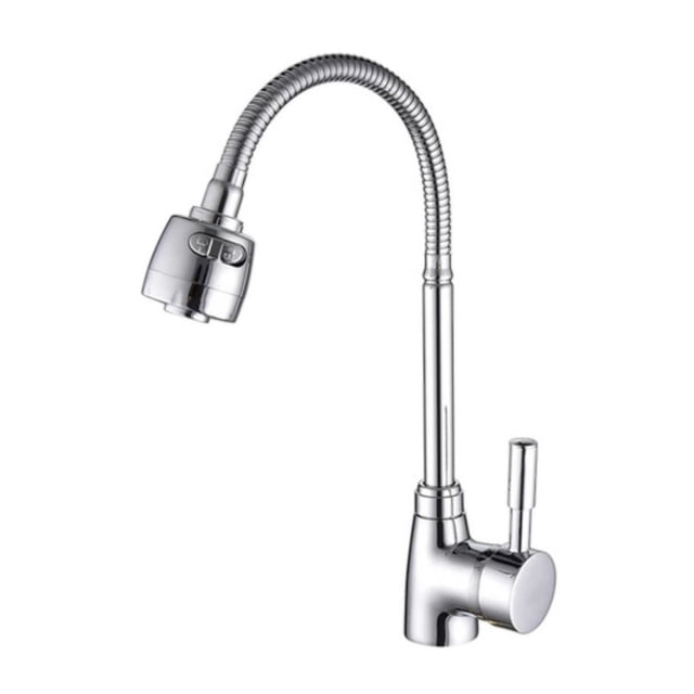 Mezcladora Monomando Estonia Hidroflud Cuello Flexible Para Fregadero 30cm Cromado Zinc