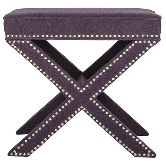 SAFAVIEH Palmer Ottoman Silver Nail Head Plum