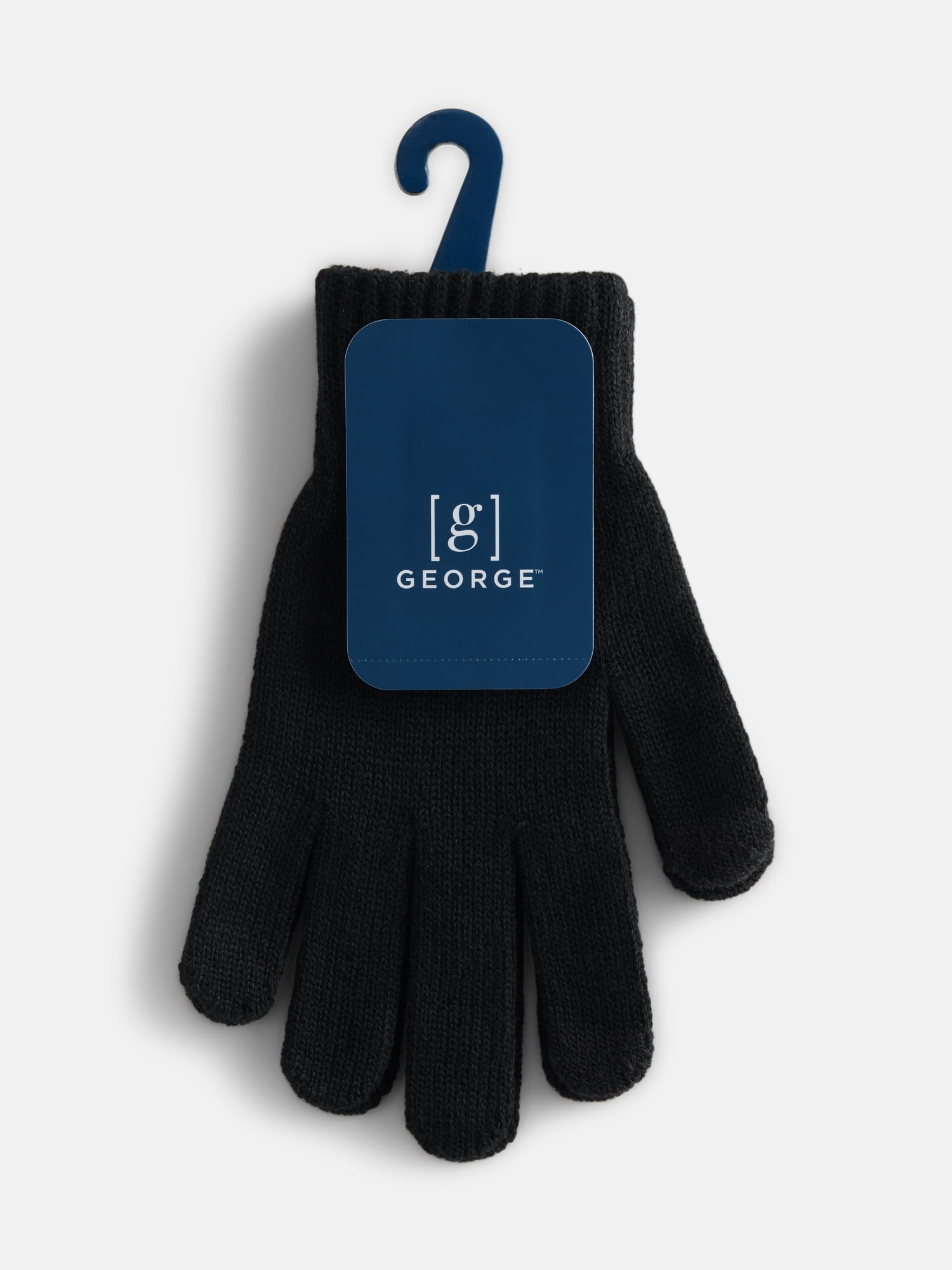 George Men's Stretch Knit Touch Tech Gloves, Black