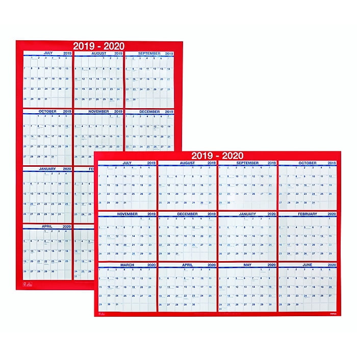 19 48 H X 36 W Staples Academic Erasable Yearly Wall Calendar 12 Months Red 19 Walmart Com