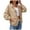 Khaki, variant on IROINNID Women's Casual Jacket Peter Pan Collar Solid Color Long Sleeve Casual Button Recreational Coat Tops, Beige