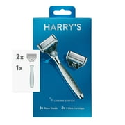 Harry's Shaving Razor for Men with 2 Razor Blade Refill Cartridges, Chrome Edition (Pack of2)