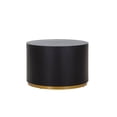 thumbnail image 4 of Round Coffee Table Set of 3, Circle Leisure Side Table End Table with High-end Walnut + Oak Welt Technology, Bedside Table Footstool for Living Room, Fully Assembled, Black, 4 of 6