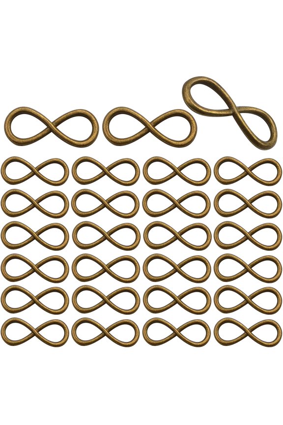50pcs Antique Bronze Infinity Charms Connectors Vintage Alloy Infinity Symbol Pendants Links Accessories for DIY Necklace Bracelet Jewelry Making Crafts Decoration