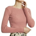thumbnail image 2 of MSJUHEG Womens Long Sleeve Tops Turtleneck Sweater Women Polyester Round Neckline Pullover Style Long Sleeves Lightweight Women'S Sweaters Pink Xl, 2 of 6