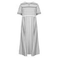 thumbnail image 4 of Kayannuo Dresses For Women 2023 Christmas Sun Dresses Women Summer Casual Women'S Fashion Casual Short Sleeve V-Neck Striped Print Pocket Maxi Dress Gray, 4 of 8