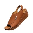 thumbnail image 2 of KEVCHE Strappy Wedge Sandals for Women, Dressy Summer Ankle Strap Open Toe Arch Support Sandals, Casual Comfortable Vacation Shoes, Plus Size Buttoned Peep Toe Sandals, 2 of 5