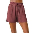 thumbnail image 2 of uublik High Waisted Shorts Women with Pockets Summer Ribbed Knit Super Soft Casual Beach Shorts Wine, 2 of 5