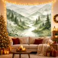 thumbnail image 3 of Winding River in Misty Evergreen Forest, Serene Watercolor for Nature Lovers, Wilderness Landscape Art Decor, Housewarming Gift Tapestry Wall Hanging for Bedroom and Living Room, 3 of 7