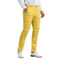thumbnail image 5 of INSPIRE CHIC Plaid Pants for Men's Flat Front Straight Fit Checked Trouser 30 Yellow, 5 of 5